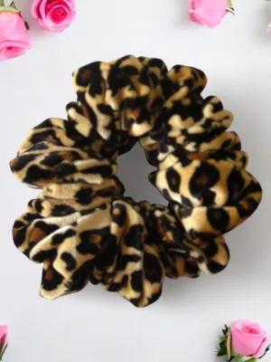 Leopard Velvet Hair Scrunchies Full
