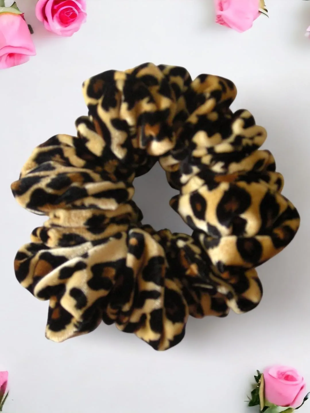 Leopard Velvet Hair Scrunchies Full