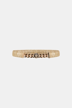 LEOPARD BUTTON ELASTIC BELT GOLD