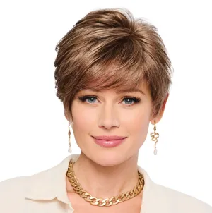 Let's Lambada Short Wavy Boycut Wig by Hairuwear, 2023 Spring Luxury Collection, Average Cap, GL10-14 Walnut