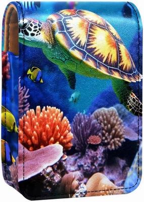 Lipstick Case,Portable Makeup Bag Cosmetic Pouch,Lipstick Holder Makeup Organizer,Fish Coral Ocean