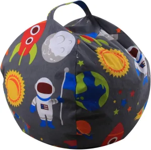 LMYOVE Stuffed Animal Storage Bean Bag Chair Cover for Kids, Organizing Plush Toys for Girls and Boys (26'', Astronaut)