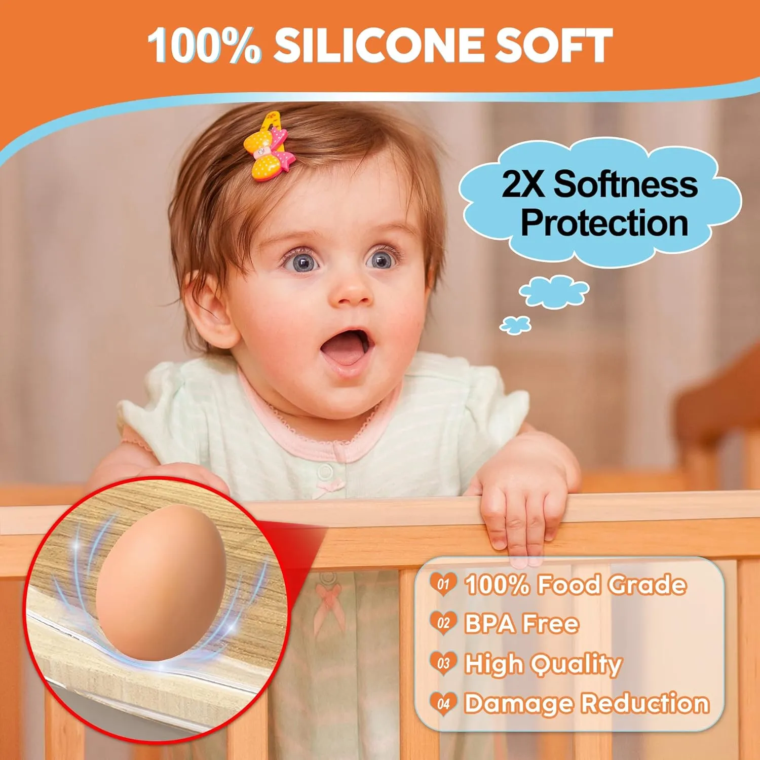 Loiion Edge Protector, 100% Silicone, Soft Corner Protectors for Kids, Pre-Tape Adhesive, Baby Proofing for Furniture, Cabinet Bumper (16.4ft, Clear)