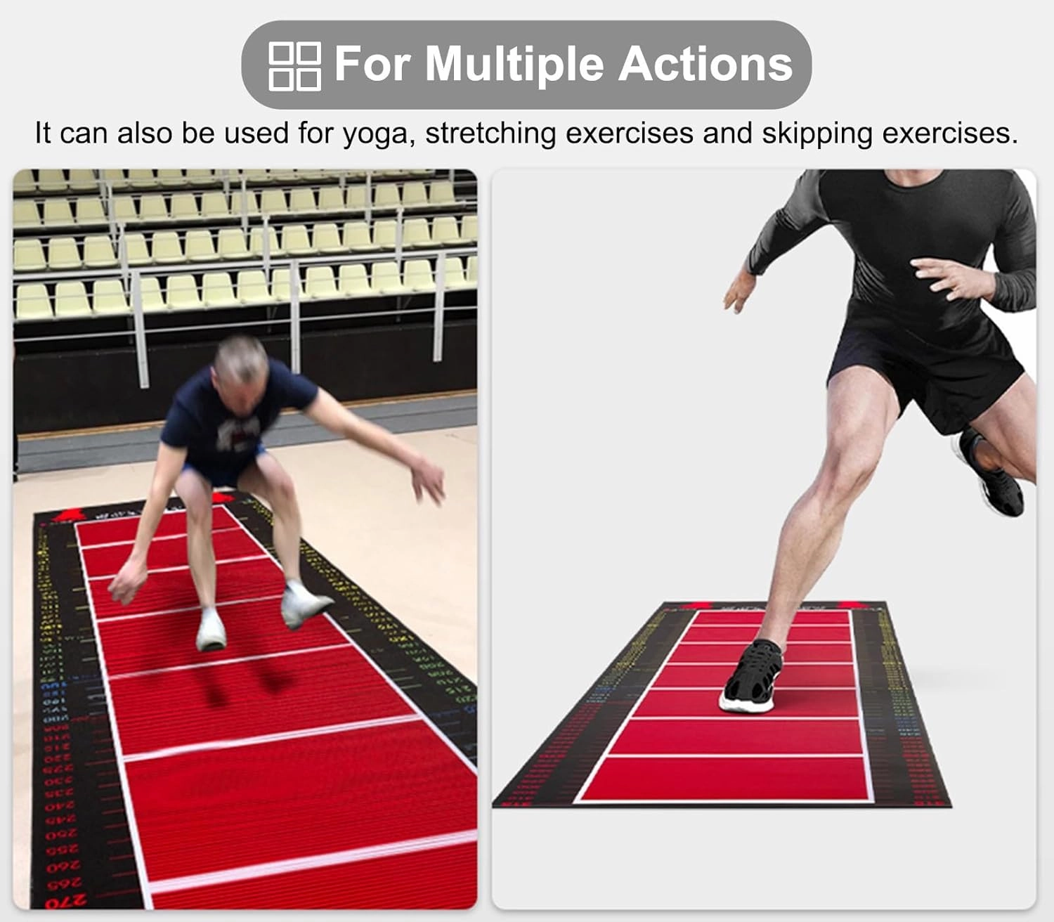 Long Jump Mat Soft Rubber Physical Training Board, Shock Absorbing Jump Rope Mat, Kids/Adults Standing Long Jump Exercise Pad for Stretching Exercises(Color:Adults (350 x 80 cm))