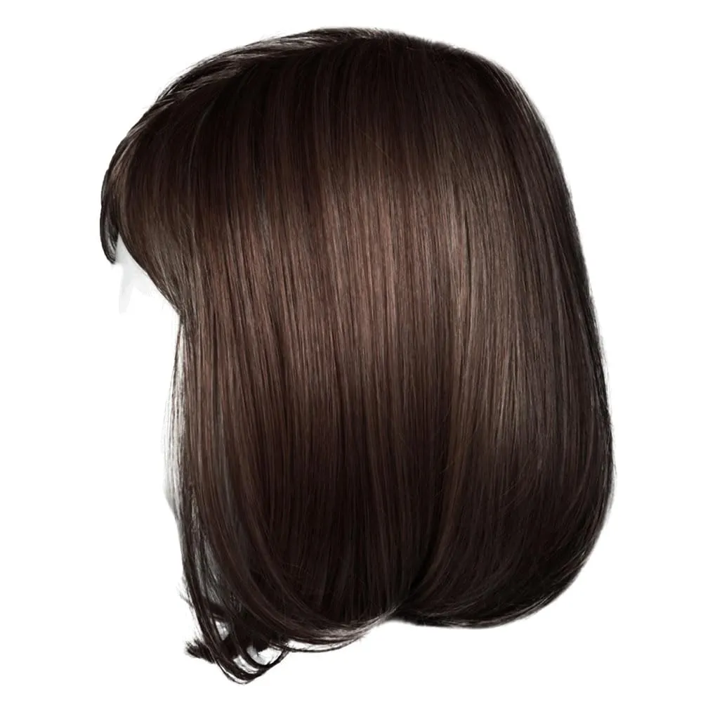 Luck Clasic Chin-Length Bob Wig, Face framing Customized Full-Fringe by Hairuwear, Average Cap, Dark Brown