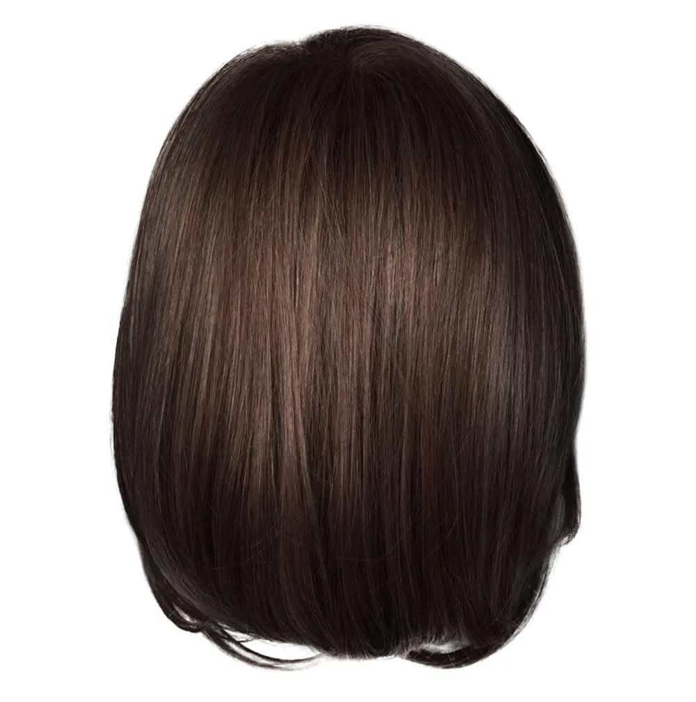 Luck Clasic Chin-Length Bob Wig, Face framing Customized Full-Fringe by Hairuwear, Average Cap, Dark Brown