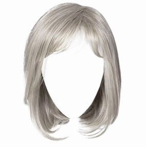 Luck Clasic Chin-Length Bob Wig, Face framing Customized Full-Fringe by Hairuwear, Average Cap, Light Grey