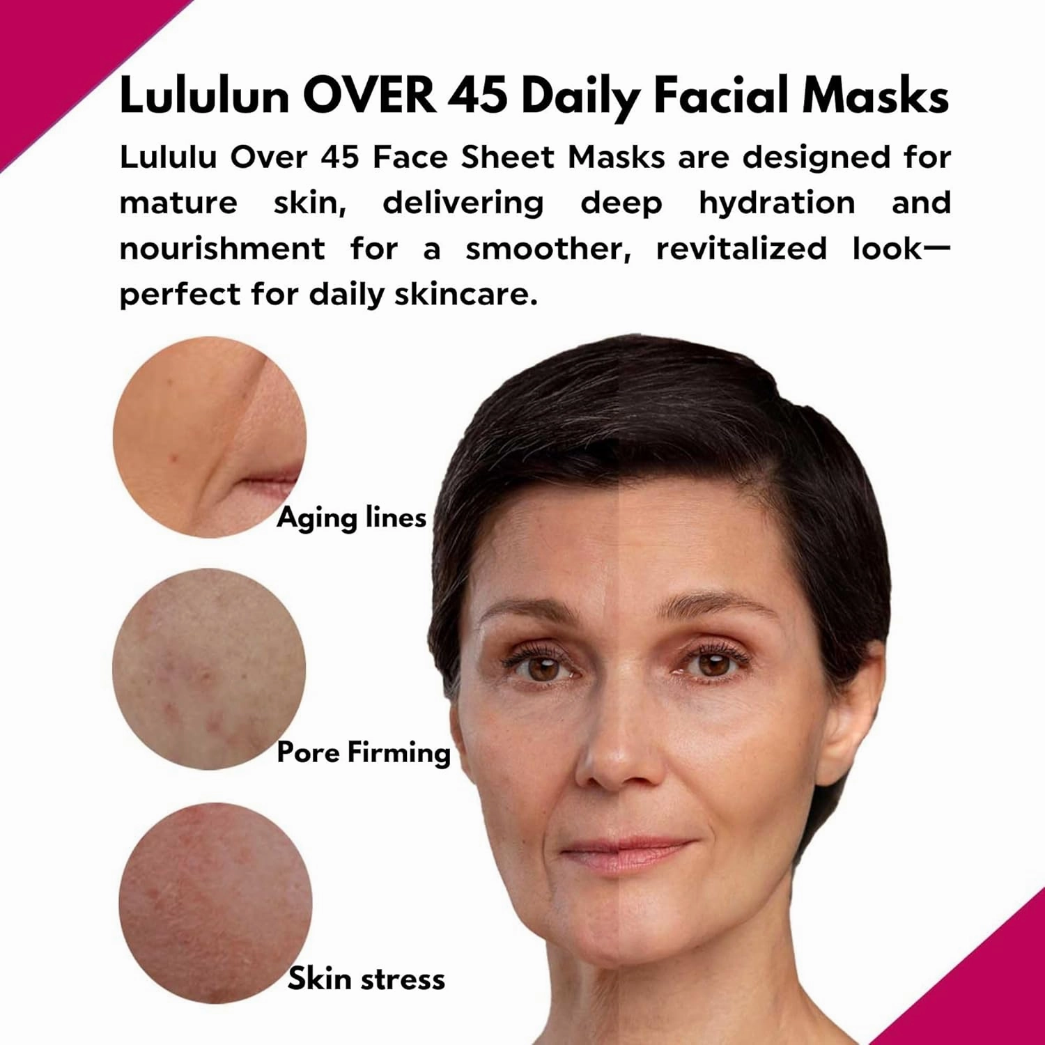 Lululun 32 EA Facial Sheet Mask for Anti-Aging & Clear Skin Women & Men, Hydrating & Moisturizing Daily Face Sheet Mask, Organic Iris Root & Seaweed Extract Natural Japanese Skincare, Over 45 PURPLE