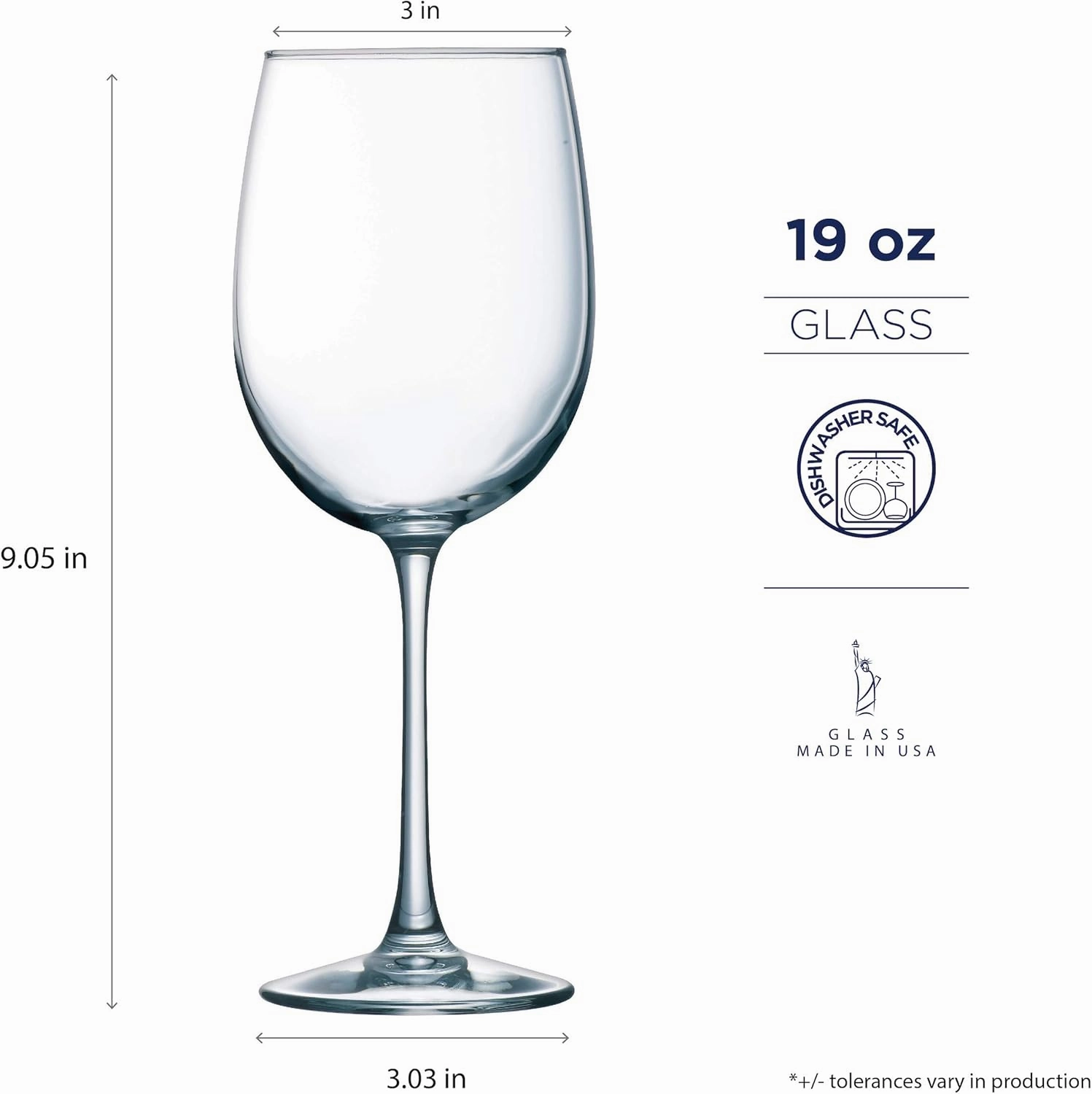 Luminarc Cachet 19 Ounce White Wine Glass 4-Piece Set, 19-Ounce, Clear