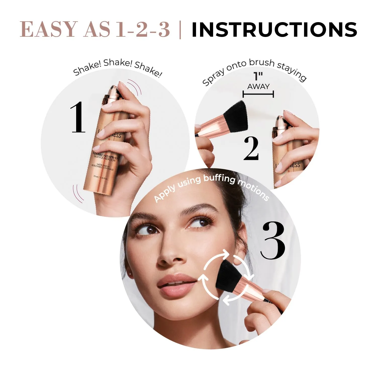 LUMINESS Face Time All In One Makeup Kit - Includes Face Palette, Airbrush Foundation, and Makeup Brush - Long-Wearing, Silky, Soft, Easy to Blend, 3-PC Make Up Set (03 - Light Medium)