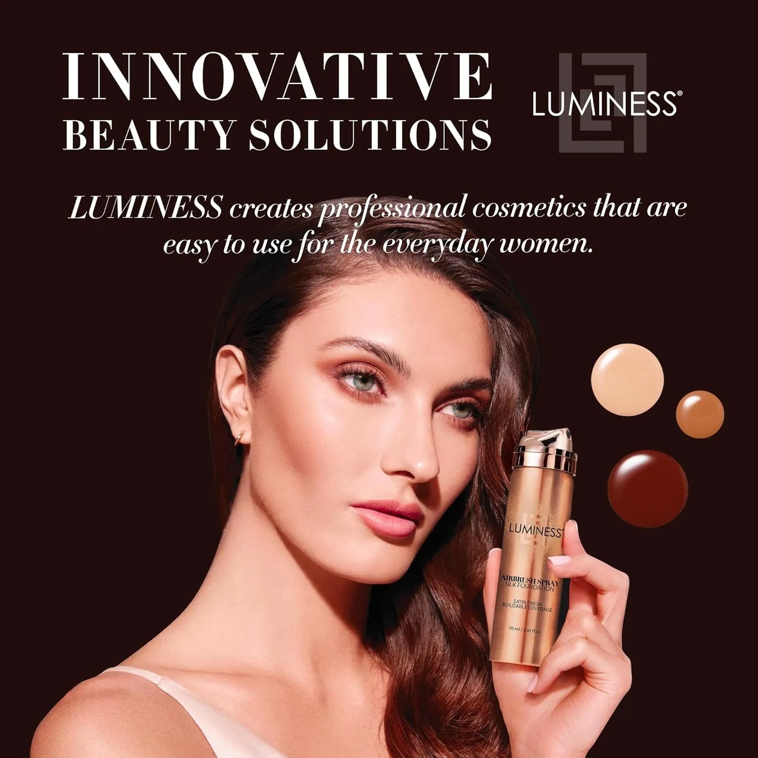 LUMINESS Silk Airbrush Spray Foundation - Full Coverage Foundation - Formula Hydrates & Moisturizes with Hyaluronic Acid, Aloe Vera & Hydrolyzed Silk (Shade - Medium Warm)
