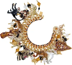 Lunch at The Ritz Jungle Safari Bracelet: Exotic Animal Charm 22K Gold Plating