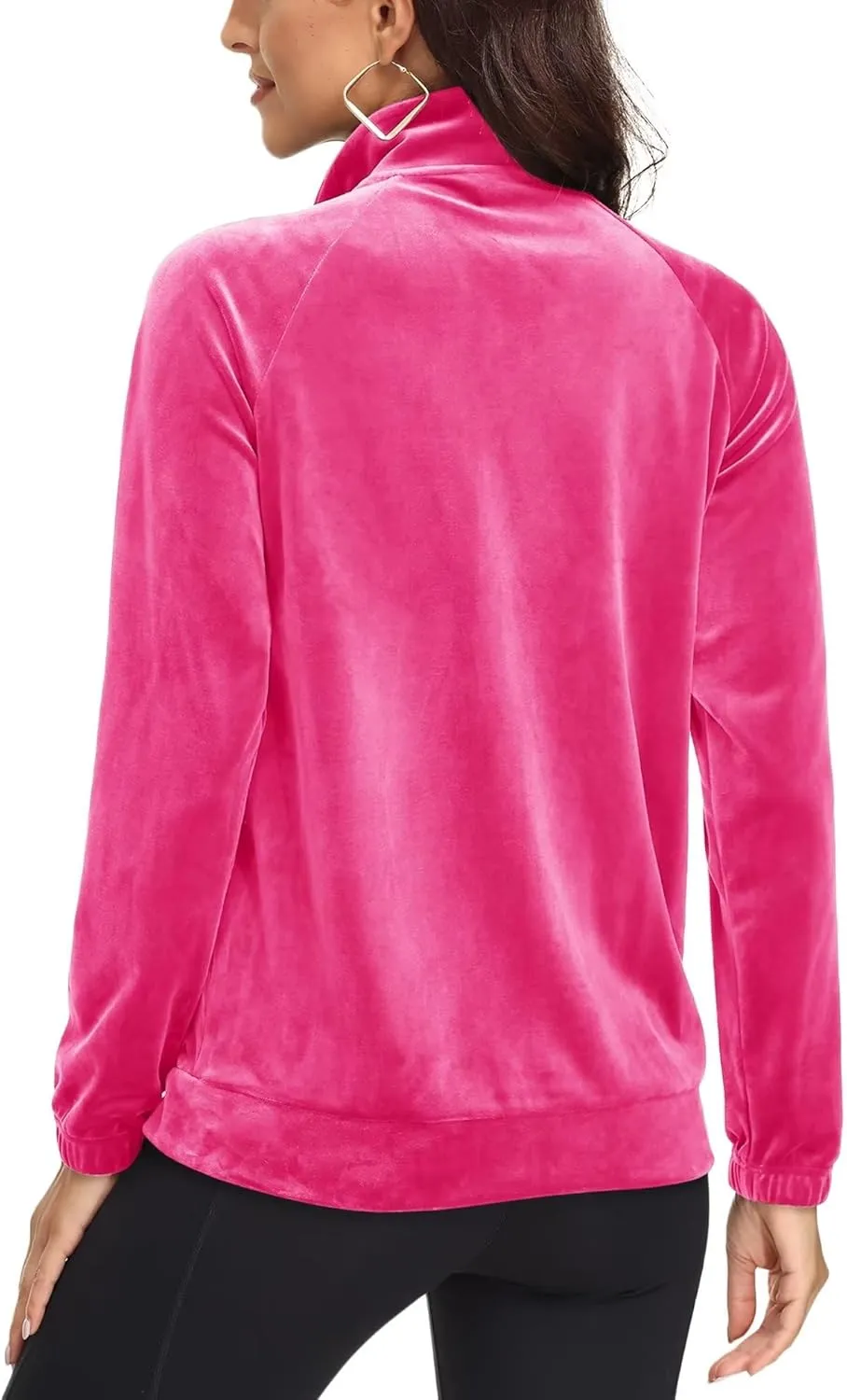 MAGCOMSEN Women's Velour Jackets Full Zip-up Fleece Jacket 2 Zipper Pockets Lightweight Soft Casual Winter Warm Coat