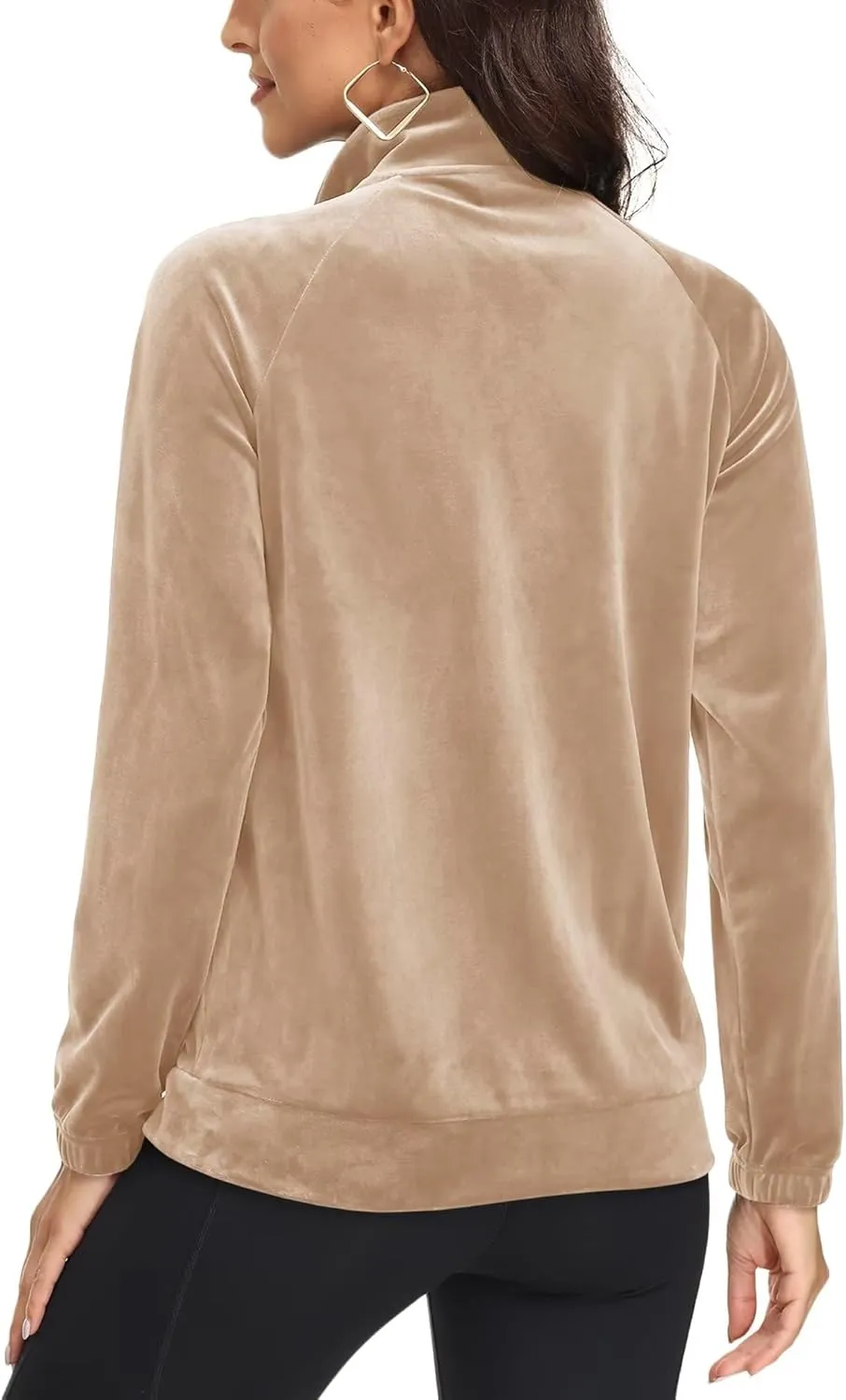 MAGCOMSEN Women's Velour Jackets Full Zip-up Fleece Jacket 2 Zipper Pockets Lightweight Soft Casual Winter Warm Coat