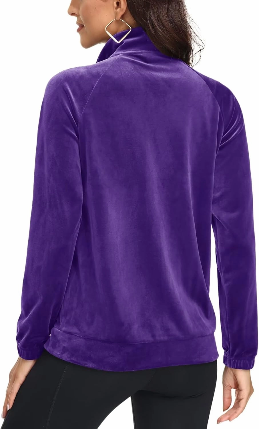 MAGCOMSEN Women's Velour Jackets Full Zip-up Fleece Jacket 2 Zipper Pockets Lightweight Soft Casual Winter Warm Coat