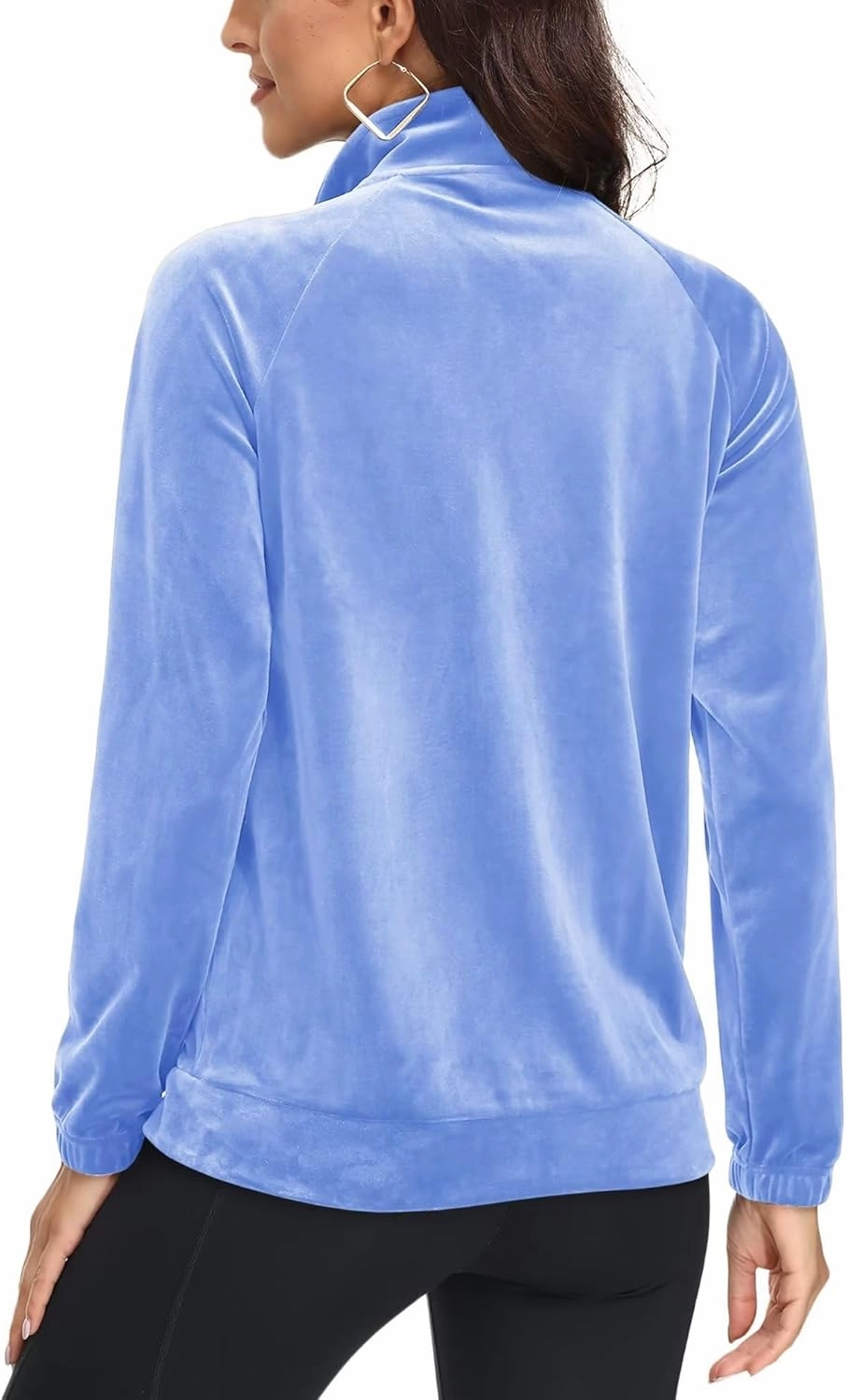 MAGCOMSEN Women's Velour Jackets Full Zip-up Fleece Jacket 2 Zipper Pockets Lightweight Soft Casual Winter Warm Coat