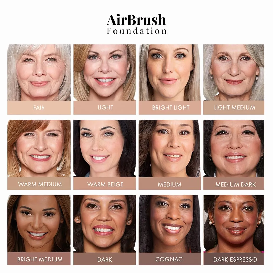 MagicMinerals AirBrush Foundation Set by Jerome Alexander - Complete 5pc Spray Makeup Set with Foundation, Primer, and Setting/Finishing Spray - for Smooth, Radiant Skin (Fair)