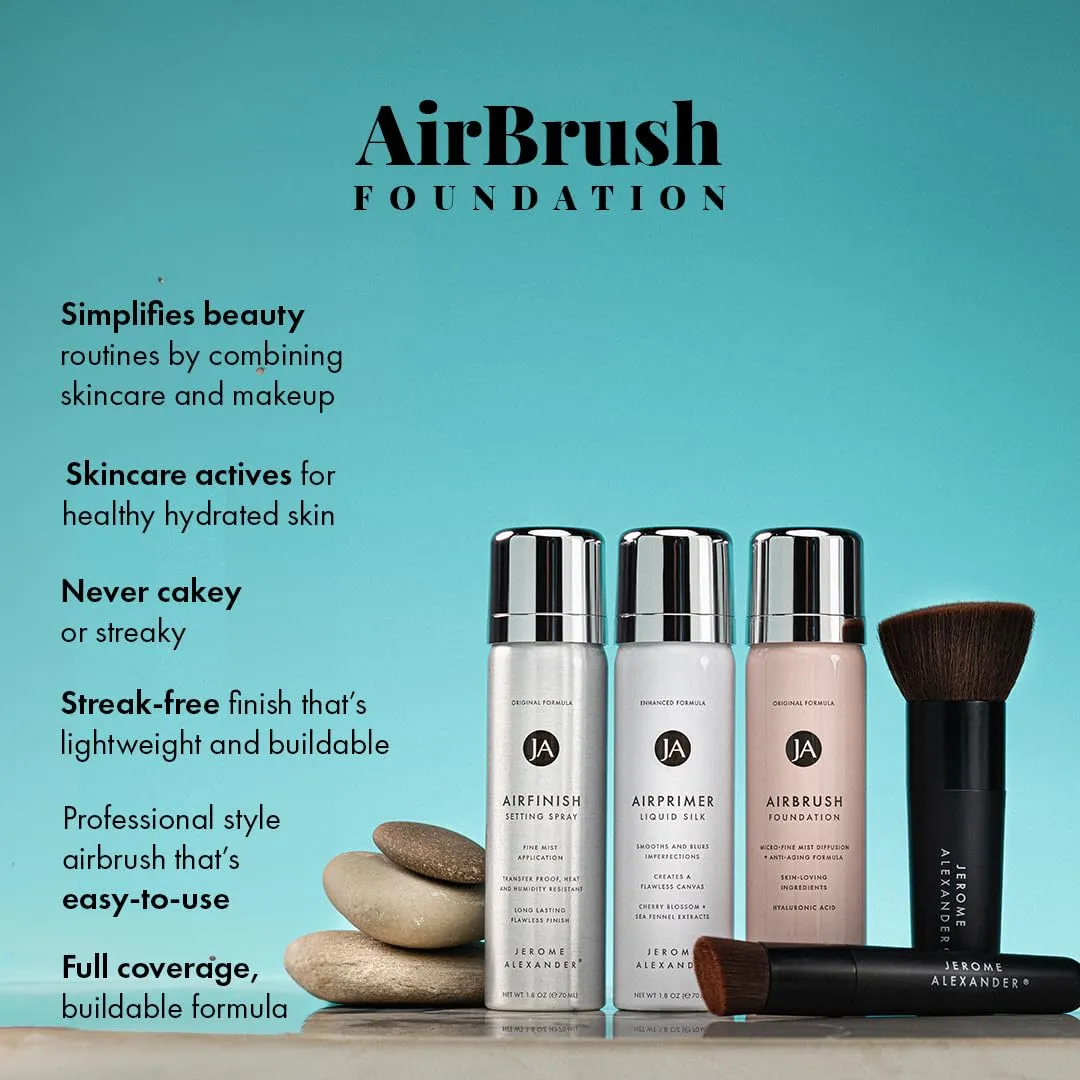 MagicMinerals AirBrush Foundation Set by Jerome Alexander - Complete 5pc Spray Makeup Set with Foundation, Primer, and Setting/Finishing Spray - for Smooth, Radiant Skin (Fair)