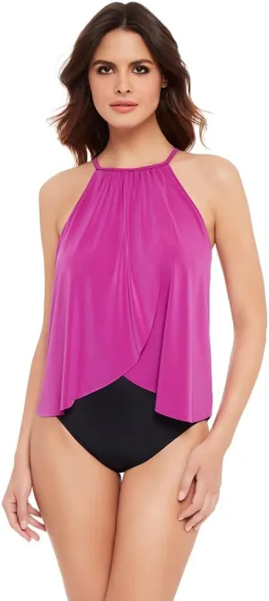 MagicSuit Women's Swimsuit Solid Aubrey High Neckline Soft Cup One Piece Swimsuit
