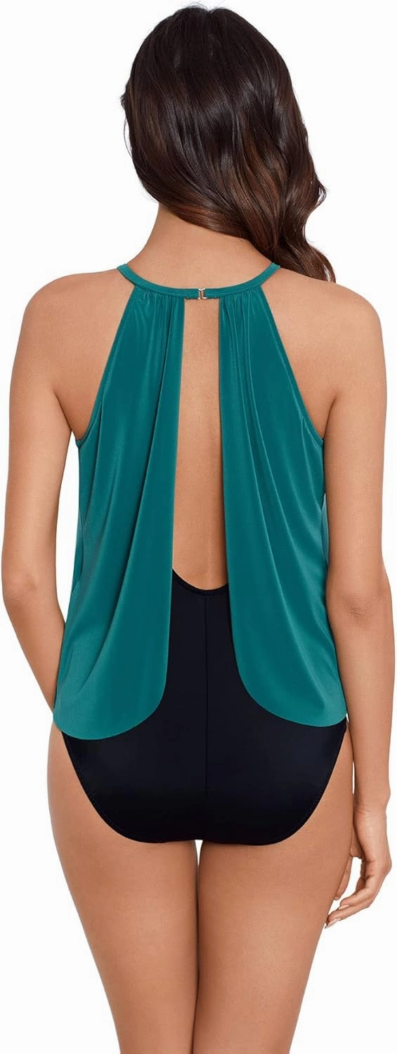 MagicSuit Women's Swimsuit Solid Aubrey High Neckline Soft Cup One Piece Swimsuit
