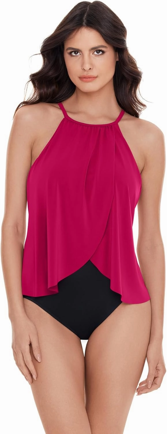 MagicSuit Women's Swimsuit Solid Aubrey High Neckline Soft Cup One Piece Swimsuit