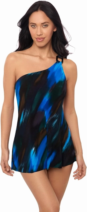 MagicSuit Women's Swimwear Swipe Right Amal Soft Cup One Piece Swimsuit, Black/Multi, 16