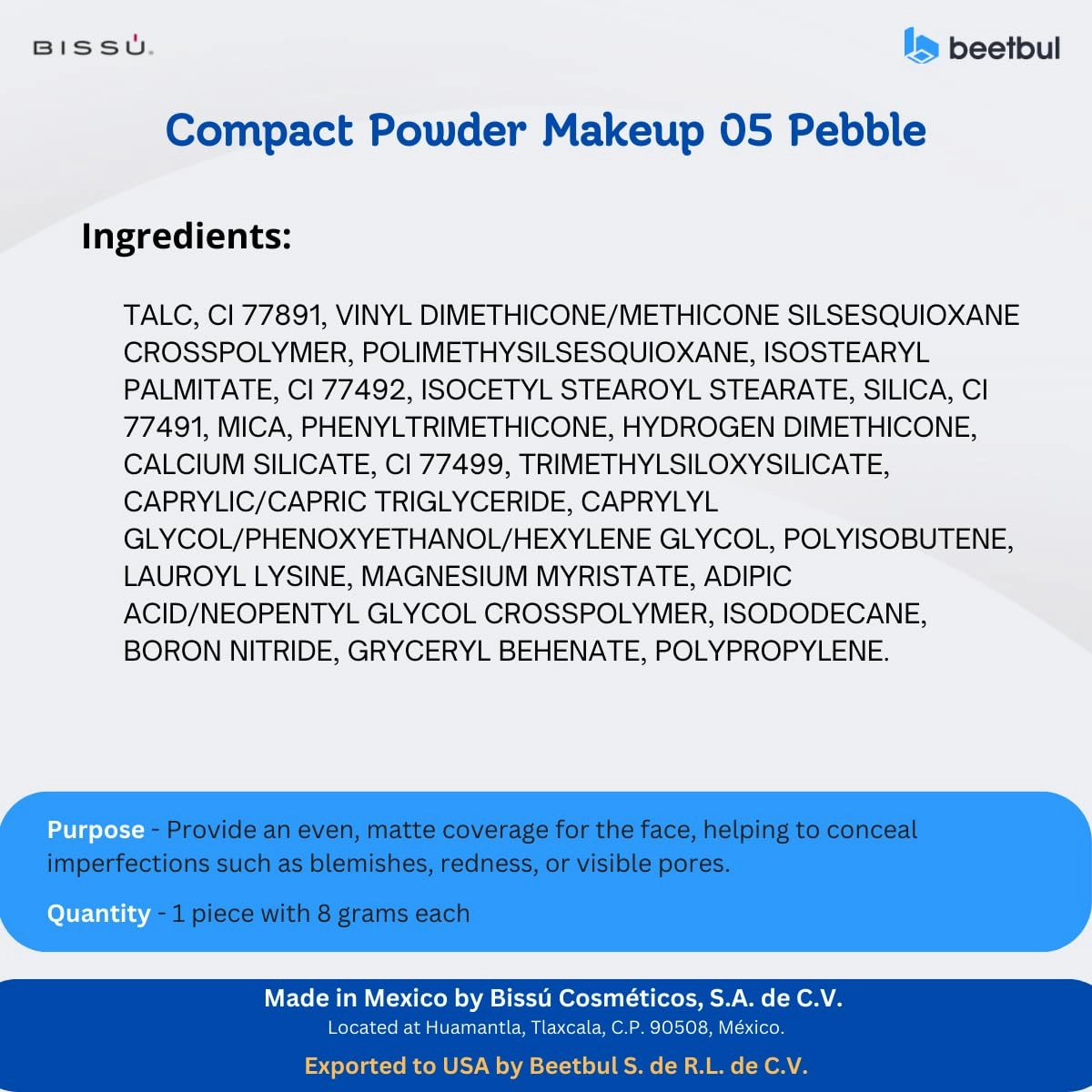 Makeup & Exfoliation Kit - Bissú Compact Powder   1 Medium Velvet Puff   2 Finger Puffs   1 Facial Exfoliating Sponge (05 Pebble, One Size)