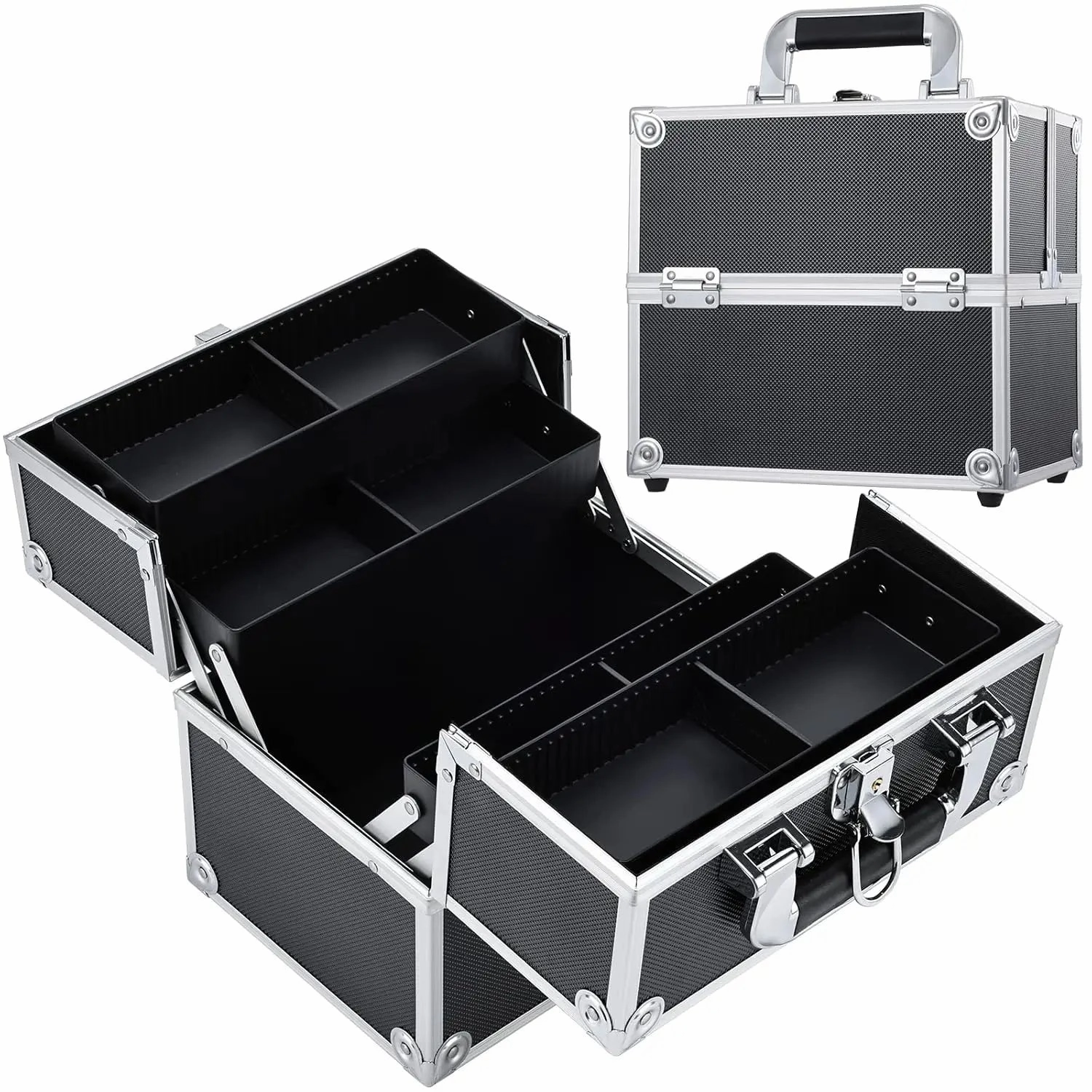 Makeup Train Case Cosmetic Box 4 Tier