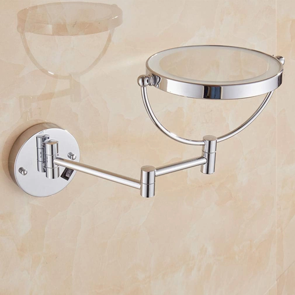 Makeup Vanity Mirror with Lights,Two-Sided Wall Mounted Beauty Mirror 3X Magnification Bathroom Mirror 360°Swivel Cosmetic Mirror,Silver (Silver Powered by Plug)
