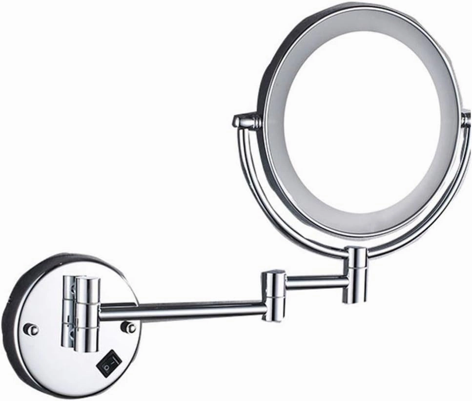 Makeup Vanity Mirror with Lights,Two-Sided Wall Mounted Beauty Mirror 3X Magnification Bathroom Mirror 360°Swivel Cosmetic Mirror,Silver (Silver Powered by Plug)