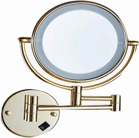 Makeup Vanity Mirror with Lights,Two-Sided Wall Mounted Beauty Mirror 3X Magnification Cosmetic Mirror 360°Swivel Bathroom Mirror Powered by Plug,Gold
