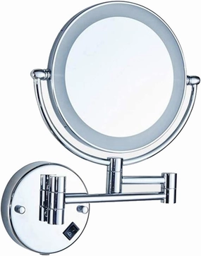 Makeup Vanity Mirror with Lights, Two-Sided Wall Mounted Beauty Mirror 3X Magnification Cosmetic Mirror Extendable Bathroom Mirror Powered by Plug,SIL