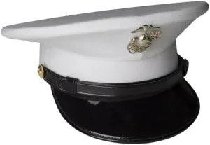 Marine Corps Enlisted Dress Cap, White, Size 57, with Eagle Globe and Anchor Emblem