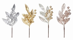 Matte Metallic Berry Leaf Pick 36cm Asst  [UBL] XD3723