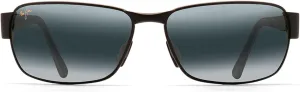 Maui Jim Men's and Women's Black Coral Polarized Rectangular Sunglasses