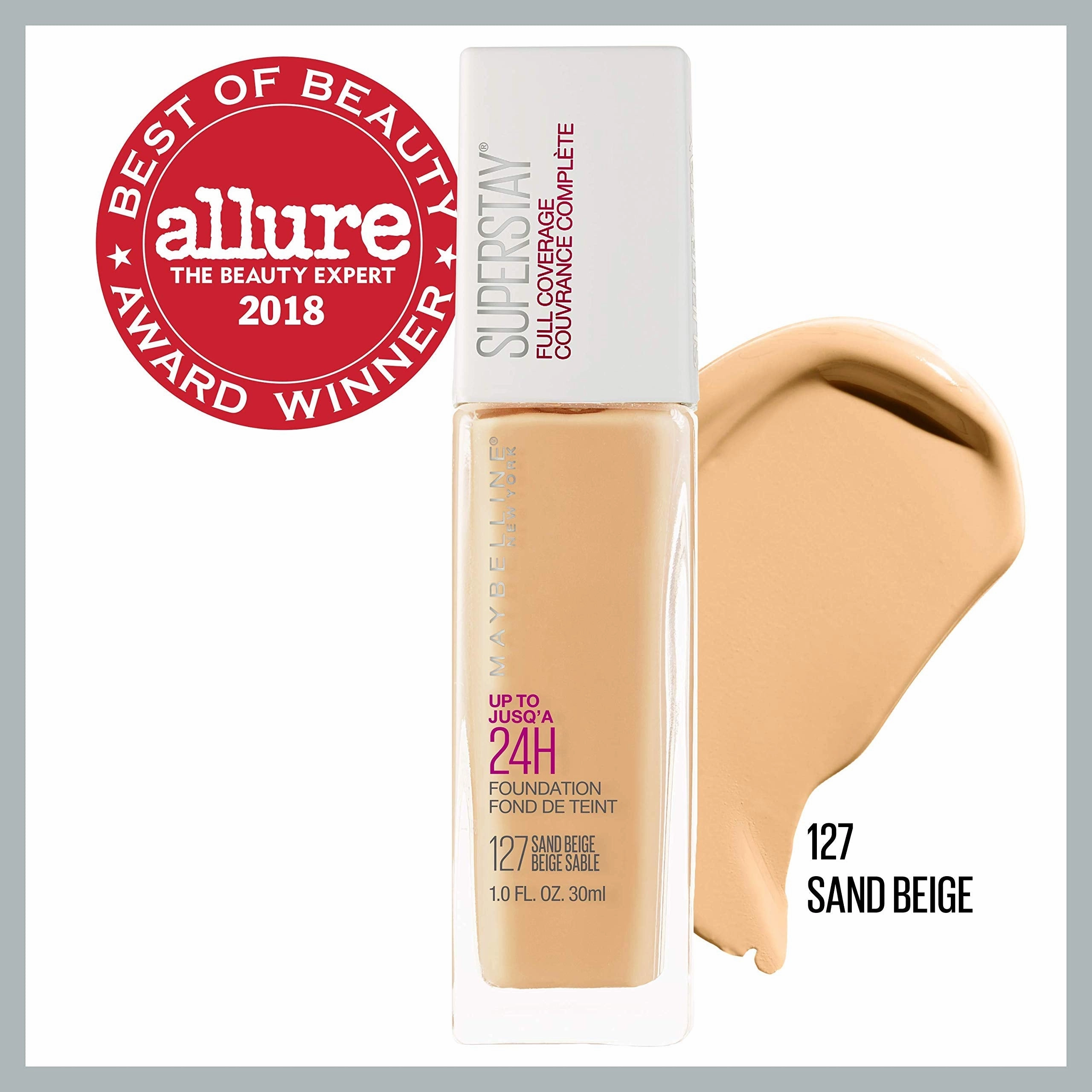 Maybelline Super Stay Full Coverage Liquid Foundation Makeup, Sand Beige, 1 fl. oz. (Packaging May Vary)