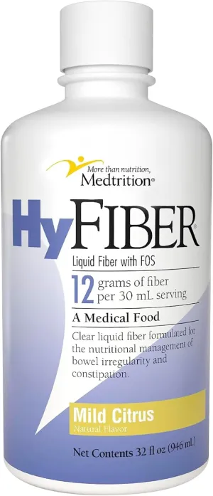 Medtrition HyFiber Daily Liquid Fiber for Regularity and Soft Stools, 12 Grams Soluble Fiber, 32 fl oz 1 Bottle