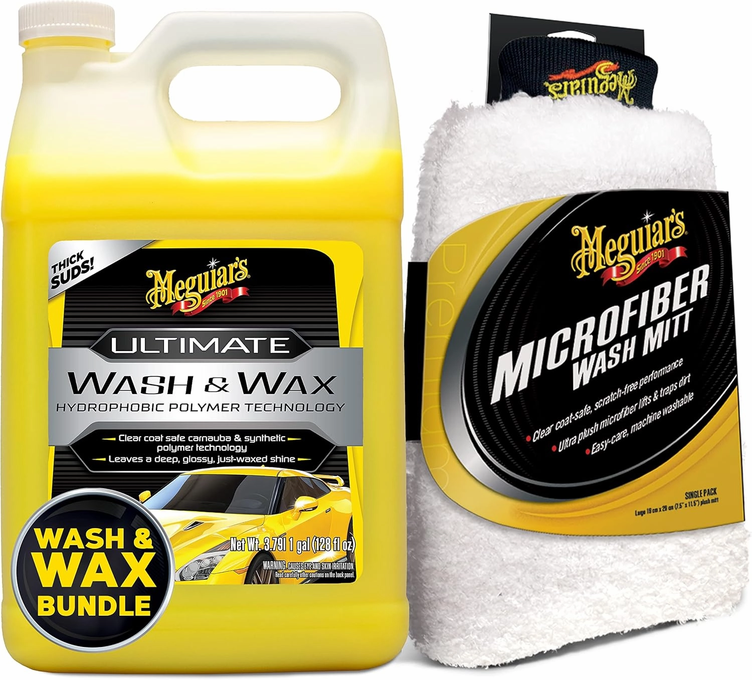 Meguiar's Ultimate Wash and Wax Bundle with Meguiar's Microfiber Wash Mitt