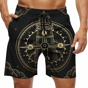 Men's Casual Summer Shorts Compass-Print,