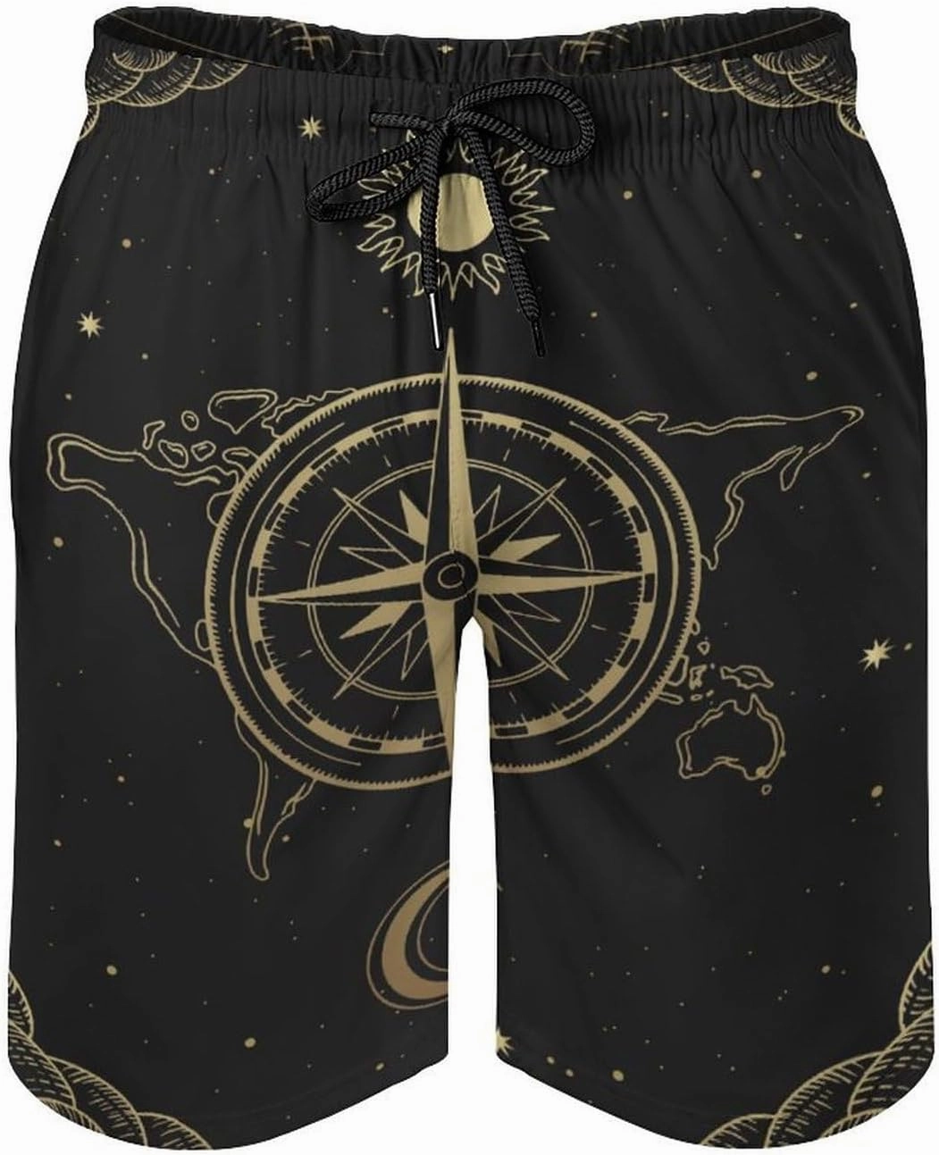 Men's Dragonfly-Moon-print2 Athletic Shorts Drawstring Graphic Shorts,