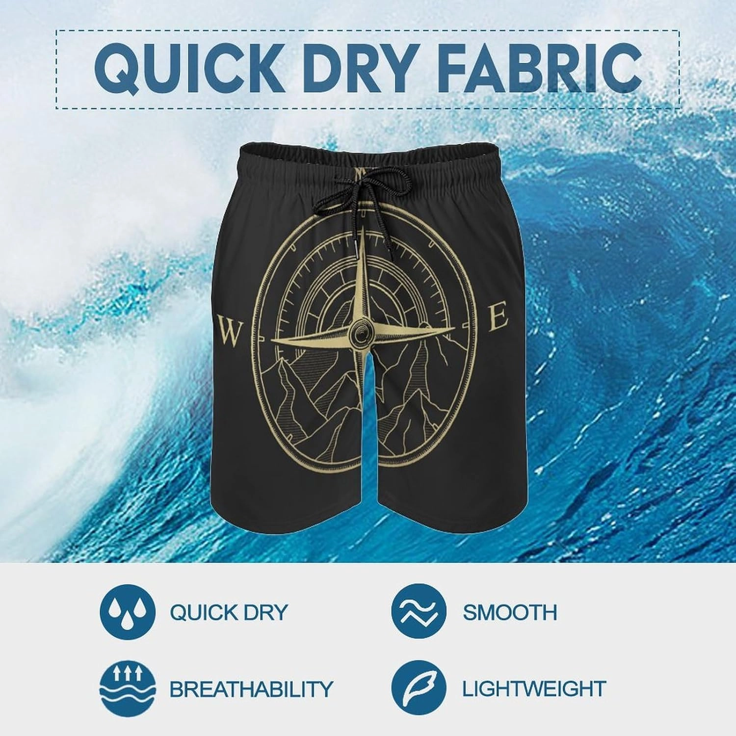 Men's Dragonfly-Moon-print2 Athletic Shorts Drawstring Graphic Shorts,