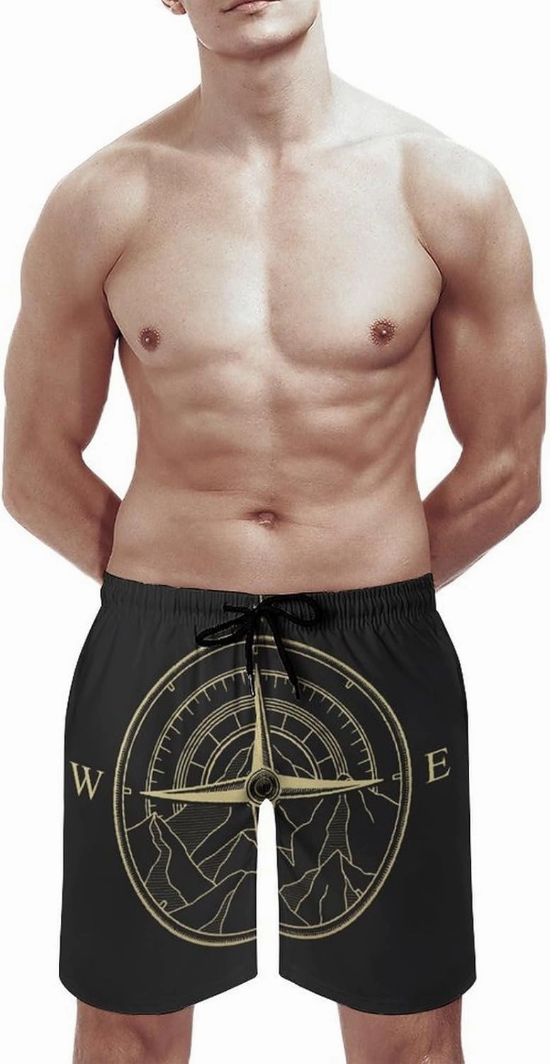 Men's Dragonfly-Moon-print2 Athletic Shorts Drawstring Graphic Shorts,