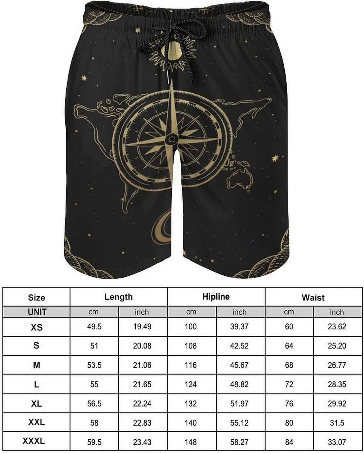 Men's Dragonfly-Moon-print2 Athletic Shorts Drawstring Graphic Shorts,
