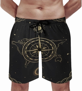 Men's Dragonfly-Moon-print2 Athletic Shorts Drawstring Graphic Shorts,