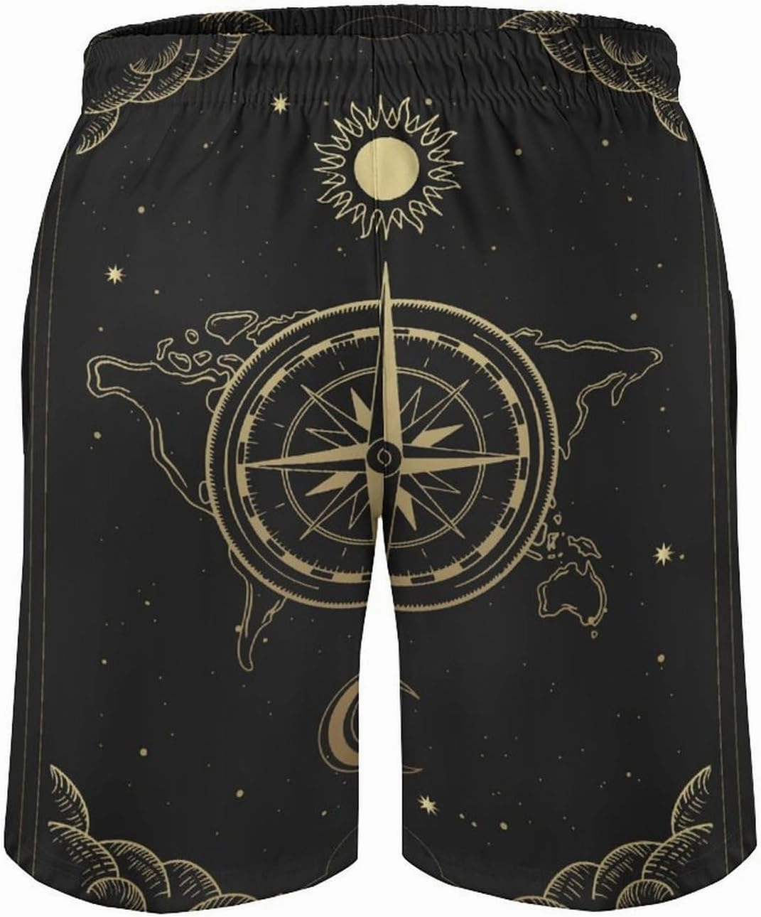 Men's Dragonfly-Moon-print2 Athletic Shorts Drawstring Graphic Shorts,