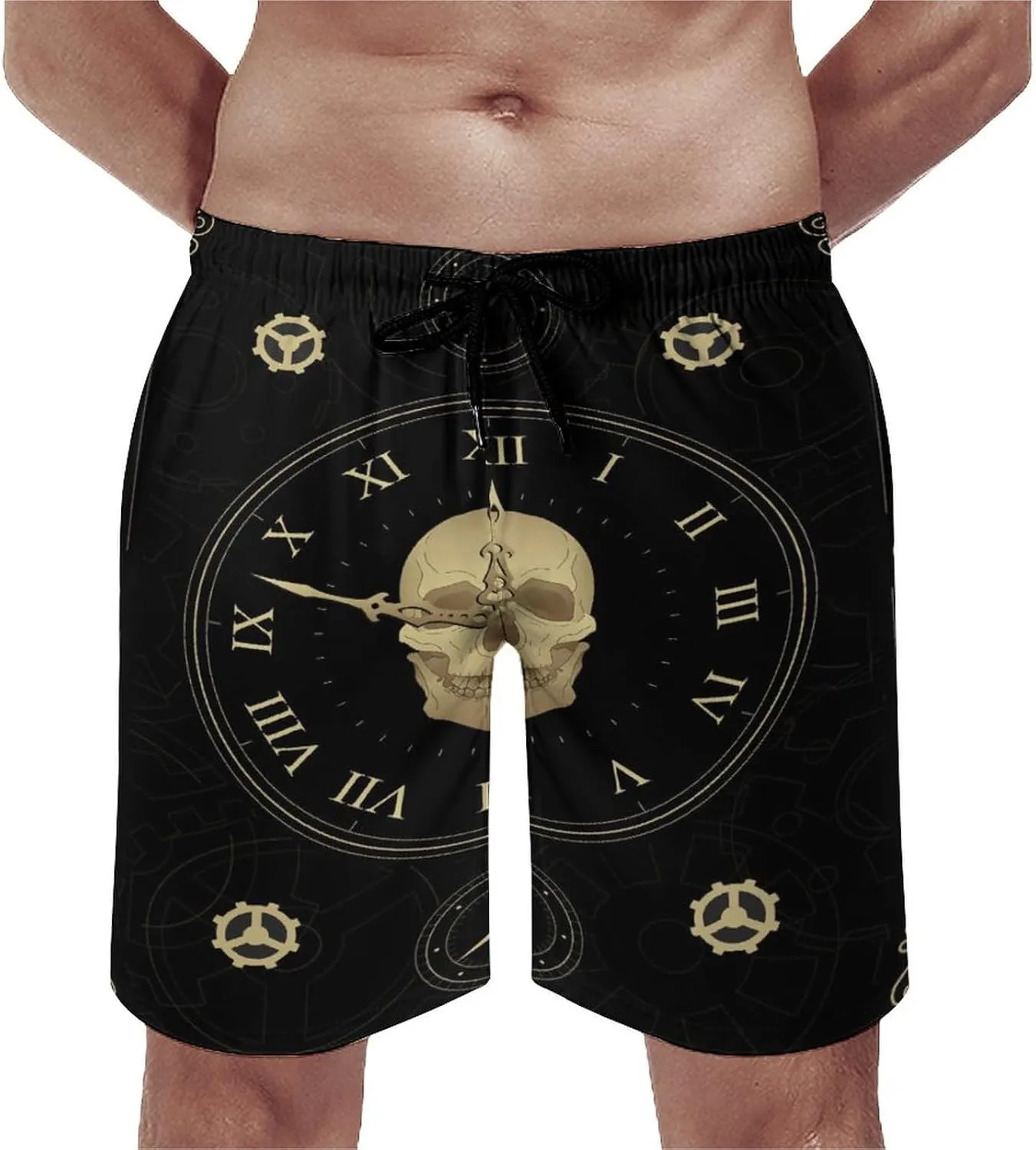 Men's Dragonfly-Moon-print2 Athletic Shorts Drawstring Graphic Shorts,