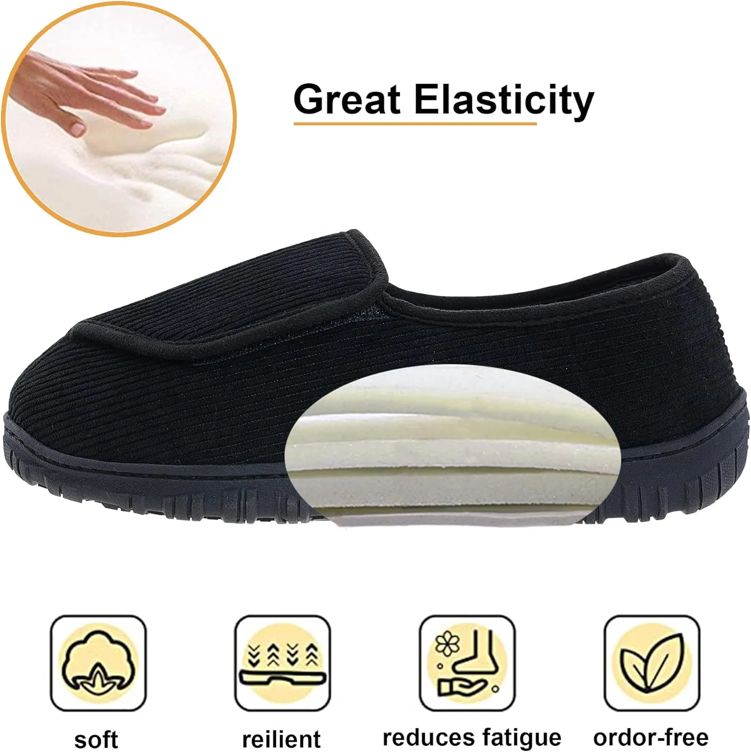 Mens Memory Foam Diabetic Slippers Extra Wide Comfy with Coral Fleece Lining for Arthritis Edema Swollen Feet House Shoes for Men