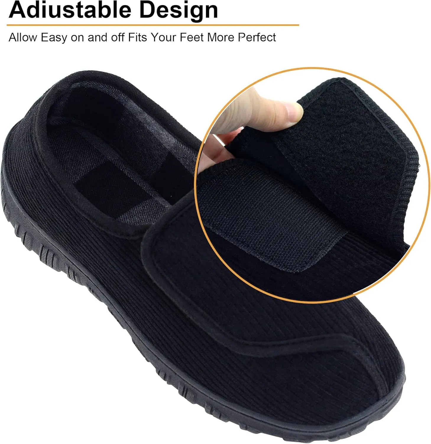 Mens Memory Foam Diabetic Slippers Extra Wide Comfy with Coral Fleece Lining for Arthritis Edema Swollen Feet House Shoes for Men