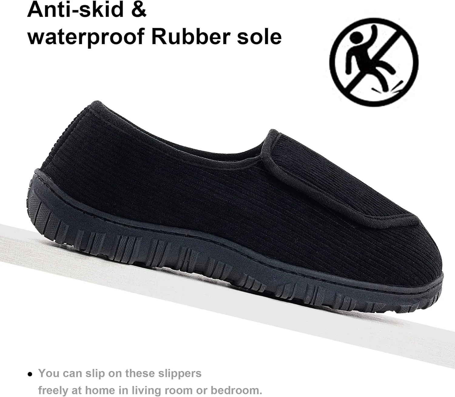 Mens Memory Foam Diabetic Slippers Extra Wide Comfy with Coral Fleece Lining for Arthritis Edema Swollen Feet House Shoes for Men