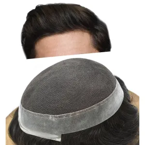 Mens Toupee Hair Piece French Lace Toupee For Men Hair Replacement System For Men Hairpiece Natural Hairline 7X9#1B10#1B Off Black 10% Grey